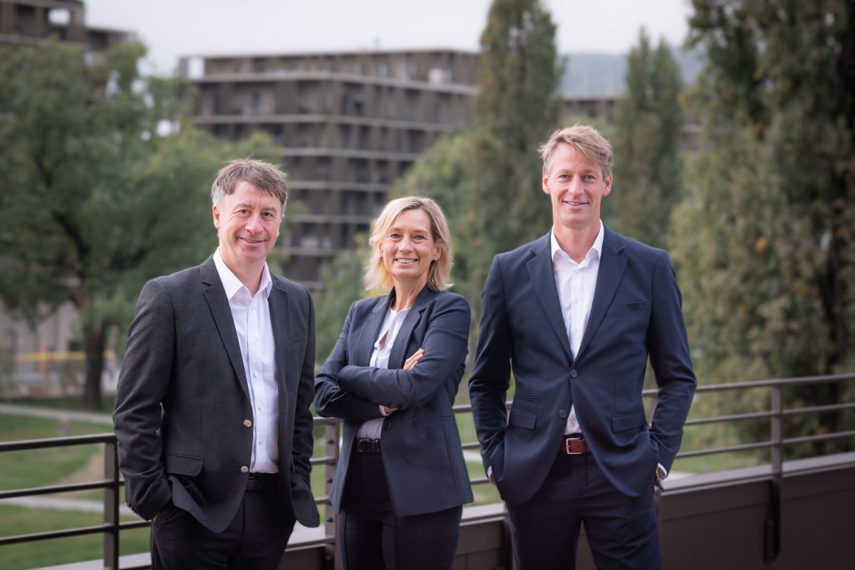 Das Vorstandsteam des Vereins Stadtteil Graz Reininghaus: Mag. Alexander Daum, DI Birgit Leinich und Dr. Florian Stadtschreiber. 
